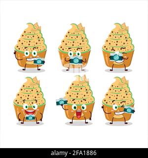 Fotograf Beruf Emoticon mit Eis Melone Tasse Cartoon-Figur. Vektorgrafik Stock Vektor