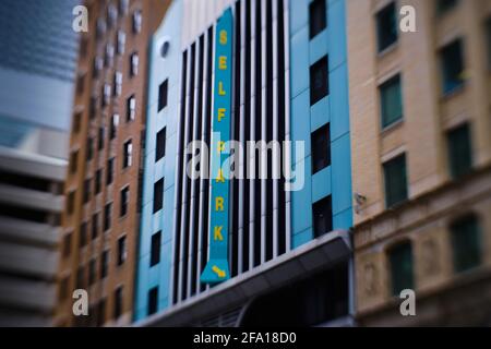 Lensbaby-Foto der Architektur von Chicago Stockfoto