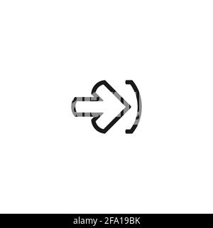 Symbol für Eingabe oder Anmeldung. Isoliert auf weiß. Schwarze Linie rechts gerundeter Pfeil mit Klammer. Anmeldesymbol. Profil, Benutzeranmeldung. Pfeil im Feld. Eingang, Zugang Stock Vektor