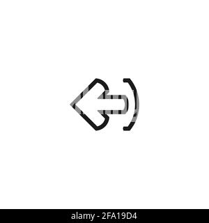 Symbol „Beenden“ oder „Abmelden“. Isoliert auf Weiß. Schwarze Linie gerundeter Pfeil nach rechts mit Klammer. Symbol „Abmelden“. Stock Vektor