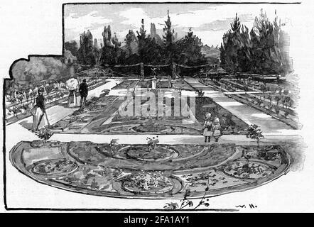 Gravur des Rosenkranzes, Adelaide Botanical Gardens, South Australia, in den 1880er Jahren Stockfoto