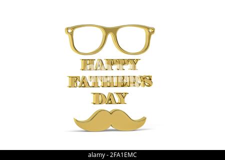 Golden 3d Happy Father's Day Symbol isoliert auf weiß - 3d-Rendering Stockfoto