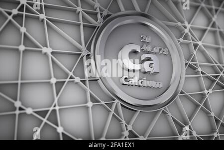 Abstraktes geometrisches Symbol des chemischen Elements Calcium. 3d-Rendering. Stockfoto