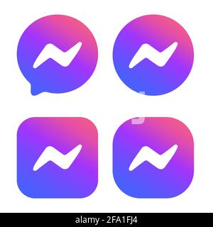 Vinnytsia, Ukraine - 21. April 2021 Facebook Messenger Neue Icons. Facebook-Symbol. Logo des Social-Media-Netzwerks Stock Vektor