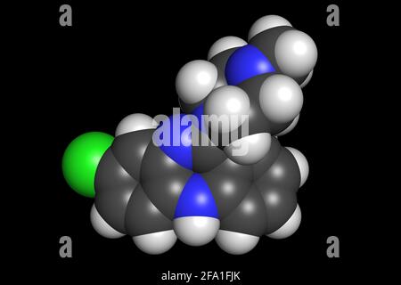 Clozapin atypische antipsychotische Medikamente Molekül 3D Rendern chemische Struktur Stockfoto
