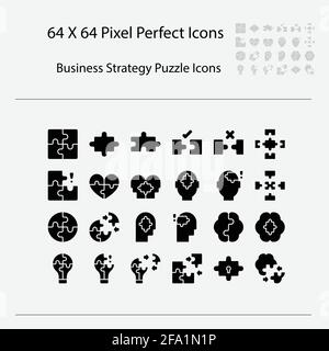 Business-Strategie im Zusammenhang mit Puzzle Vektor Linie Icons.Business Solid Icons. Bearbeitbare Konture. 68 x 68 Pixel perfekt. Stock Vektor