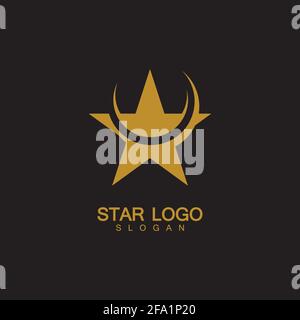 Gold Star Logo Vektor mit schwarzem Hintergrund Stock Vektor