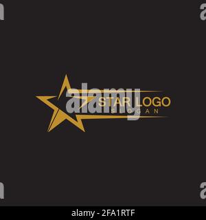 Gold Star Logo Vektor mit schwarzem Hintergrund Stock Vektor