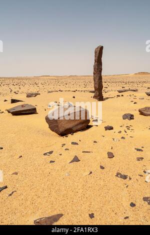 Originalstandort in der westlichen Wüste des 'Calendar Circle' Nabta Playa, Nubische Wüste, Ägypten Stockfoto