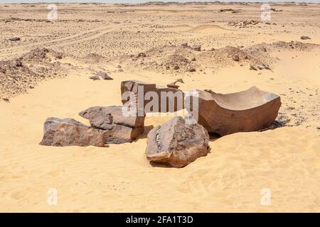 Originalstandort in der westlichen Wüste des 'Calendar Circle' Nabta Playa, Nubische Wüste, Ägypten Stockfoto