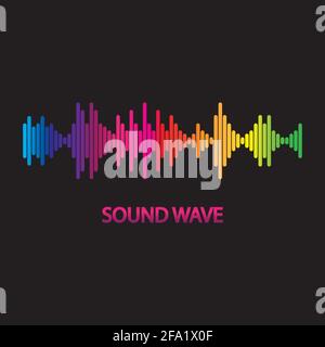 Schallwelle. Bunte Klangwellen für Party, DJ, Pub, Clubs, Discos. Audio-Equalizer-Technologie. Abbildung Stock Vektor