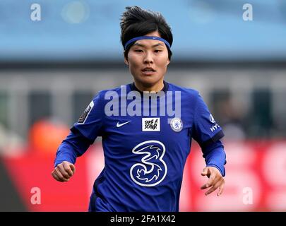 Manchester, England, 21. April 2021. Ji so-Yun aus Chelsea während des Spiels der FA WomenÕs Super League im Academy Stadium, Manchester. Bildnachweis sollte lauten: Andrew Yates / Sportimage Kredit: Sportimage/Alamy Live News Stockfoto