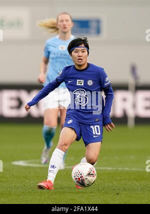 Manchester, England, 21. April 2021. Ji so-Yun aus Chelsea während des Spiels der FA WomenÕs Super League im Academy Stadium, Manchester. Bildnachweis sollte lauten: Andrew Yates / Sportimage Kredit: Sportimage/Alamy Live News Stockfoto