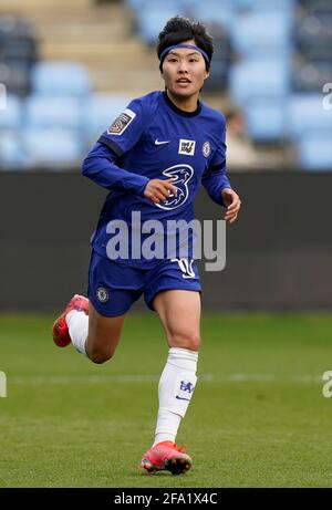 Manchester, England, 21. April 2021. Ji so-Yun aus Chelsea während des Spiels der FA WomenÕs Super League im Academy Stadium, Manchester. Bildnachweis sollte lauten: Andrew Yates / Sportimage Kredit: Sportimage/Alamy Live News Stockfoto