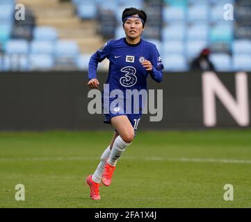 Manchester, England, 21. April 2021. Ji so-Yun aus Chelsea während des Spiels der FA WomenÕs Super League im Academy Stadium, Manchester. Bildnachweis sollte lauten: Andrew Yates / Sportimage Kredit: Sportimage/Alamy Live News Stockfoto