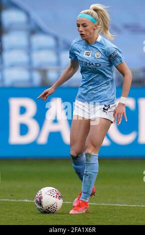 Manchester, England, 21. April 2021. Chloe Kelly aus Manchester City während des Spiels der FA WomenÕs Super League im Academy Stadium, Manchester. Bildnachweis sollte lauten: Andrew Yates / Sportimage Kredit: Sportimage/Alamy Live News Stockfoto