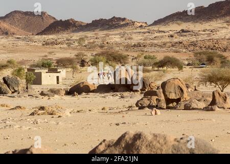 Aktenfoto vom 2018. März von Amdjarass, der Heimatstadt des verstorbenen Präsidenten Idriss Deby, wo er am Freitag, dem 23. April, begraben werden soll. An der Front des Kampfes des Tschad gegen die Rebellen ist Präsident Idriss Deby Itno, 68, nur einen Tag nach seiner Wiederwahl für eine sechste Amtszeit gestorben, teilte die Armee am Dienstag, 20. April 2021 mit. Foto von Pascal Avenet/ABACAPRESS.COM Stockfoto