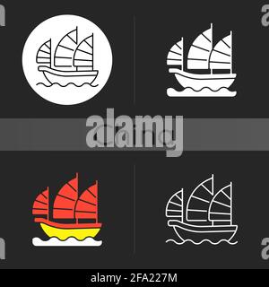 Junk-Schiff dunkel Thema Symbol Stock Vektor