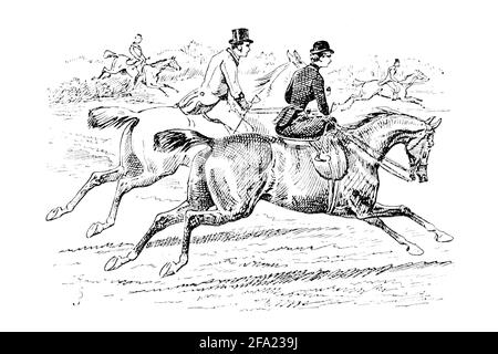 Fox Hunting Illustration aus dem Buch "The Best season on record" ausgewählt und neu veröffentlicht aus "The Field" von Captain Pennell-Elmhirst, Edward 1845-1916; illustriert von John Sturgess, Veröffentlicht in London von George Routledge and Sons 1884 Stockfoto