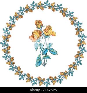 Blumenkranz. Einladung. Hochzeitskarte oder Geburtstagskarte. Blumenrahmen. Stock Vektor