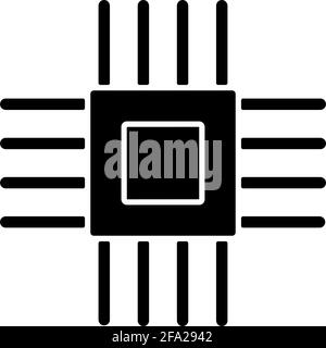 Schwarzes Glyphensymbol für elektronische Mikroteile Stock Vektor
