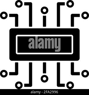 Schwarzes Glyphensymbol für Mikrocontroller Stock Vektor