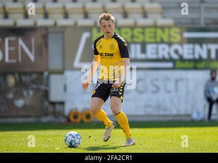 18. April 2021: Horsens' Casper Tengstedt während Lyngby in der CASA Arena Horsens, Horsens, Dänemark. Kim Price/CSM Stockfoto