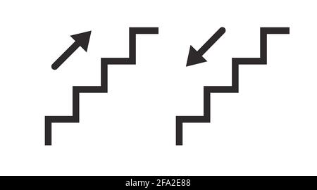 Treppen-Symbol mit auf- und Abwärtspfeilen. Vektorgrafik flach isoliert Stock Vektor