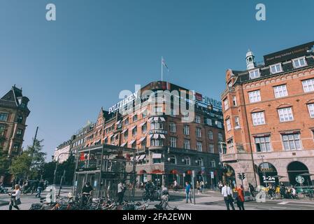 Kopenhagen, Dänemark - 14. September 2019. Innenstadt von Kopenhagen, das Rathaus Bereich. Stockfoto