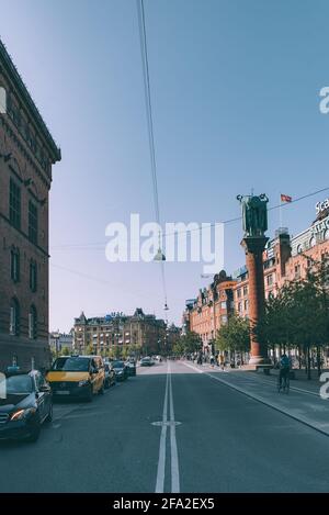 Kopenhagen, Dänemark - 14. September 2019. Innenstadt von Kopenhagen, das Rathaus Bereich. Stockfoto