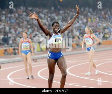 OLYMPISCHE SPIELE PEKING 2008. 11th TAG 19/8/08. WOMAN'S S 400M FINALE CHRISTINE OHURUOGU GEWINNT GOLD. BILD DAVID ASHDOWN Stockfoto