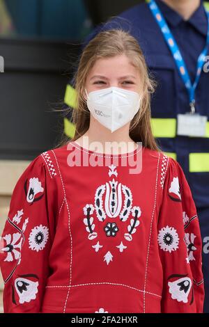 Cartagena, Murcia, Spanien. April 2021. Prinzessin SOFIA besucht Navantia Cartagena und startet die S-81-U-Boot „Isaac Peral“ auf den Navantia-Werften in Cartagena, Spanien. Kredit: Jack Abuin/ZUMA Wire/Alamy Live Nachrichten Stockfoto