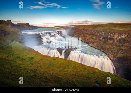 Gullfoss Wasserfall und der Olfusa Fluss im Südwesten Islands Stockfoto