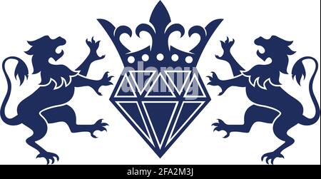 Blauer Diamant König Löwe Logo Symbol Vektor Konzept Grafikdesign Stock Vektor