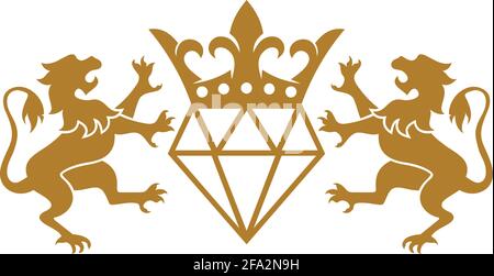 lion Diamant König Logo Symbol Vektor Konzept Grafikdesign Stock Vektor