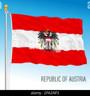 Österreich offizielle Nationalflagge, Republik Österreich, Europäische Union, Vektorgrafik Stock Vektor