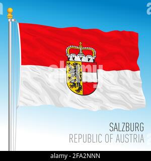Offizielle Landesflagge Salzburg, Land der Republik Österreich, Vektorgrafik Stock Vektor