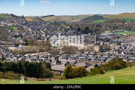 Blick über die Stadt Hawick in Scottish Borders, Schottland, Großbritannien Stockfoto