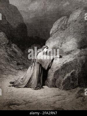 Bibelgeschichte Illustration der reuigen Maria Magdalena (Lukas 8:2) Von gustave Dore Stockfoto