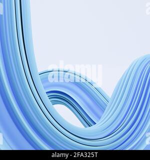 Abstrakt blau gewellte Wellenform, glänzende Kurve in Bewegung, 3d-Rendering. Stockfoto