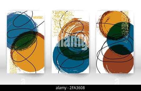 Moderne Malerei. Satz von geometrischen Formen und Linien. Minimalistische handbemalte Formen. Hintergrund moderner Kunst. Stock Vektor