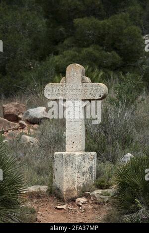 Creu del Francés aus dem 19. Jahrhundert im Naturpark Serra d'Irta in der Provinz Castellon, Bundesland Valencia, Spanien Stockfoto