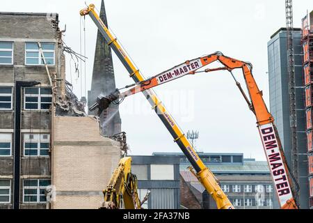 Abriss eines Gebäudes in Glasgow City Centre, Schottland, UK Stockfoto