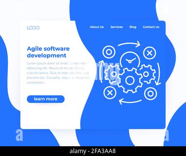 Agile Softwareentwicklung, Website-Vorlage Stock Vektor