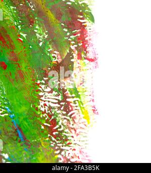 Viele verschiedene mehrfarbige Linien werden mit Pinsel chaotisch gezeichnet Stockfoto