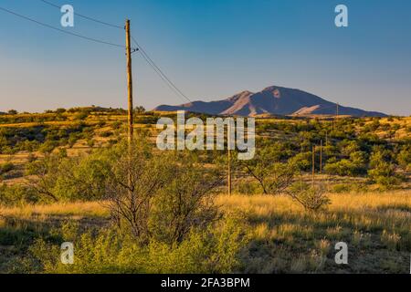 Am späten Nachmittag segnet die Empire Ranch und das Las Cienegas National Conservation Area in Arizona, USA Stockfoto