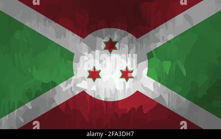 Burundi-Nationalflagge in Grunge-Farbe, Stil Stock Vektor