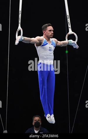 Basel, Italien. April 2021. PETROUNIAS Eleftherios klingelt noch (Grece) während des Kunstturnens - Qualifiers - Europameisterschaft 2021, Gymnastik in Basel, Italien, April 21 2021 Quelle: Independent Photo Agency/Alamy Live News Stockfoto