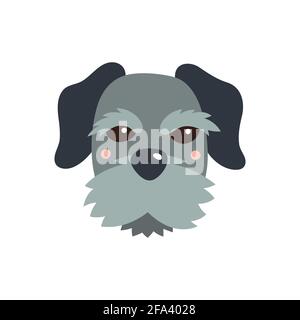 Hundegesicht. Vektor-Illustration von lustigen Cartoon Haustier in trendigen flachen Stil. Isoliert auf Weiß. Stock Vektor