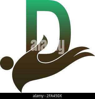 Buchstabe D Logo-Symbol mit Menschen Hand Design Symbol Vorlage vektor Stock Vektor